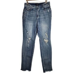 Judy Blue Jeans Women's 18W Distressed Boyfriend Fit Denim‎ Blue